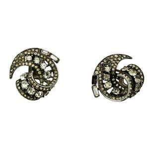 Vintage Sterling Statement Clip On Earrings Pat Pended (Crown Trifari?) Read